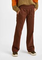 Bayan Kahverengi Beli Lastikli Düşük Bel Pantolon