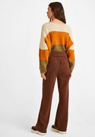 Bayan Kahverengi Beli Lastikli Düşük Bel Pantolon