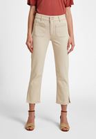 Bayan Krem Yüksek Bel Crop Straight Jean