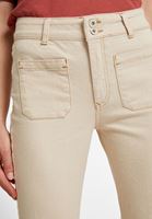 Bayan Krem Yüksek Bel Crop Straight Jean