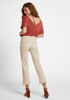 Bayan Krem Yüksek Bel Crop Straight Jean