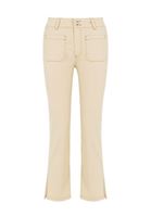 Bayan Krem Yüksek Bel Crop Straight Jean