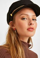 Bayan Siyah Zincirli Kasket Şapka