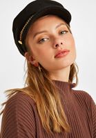 Bayan Siyah Zincirli Kasket Şapka