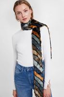 Bayan Çok Renkli Çizgi Desenli Kürk Şal