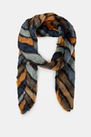 Bayan Çok Renkli Çizgi Desenli Kürk Şal