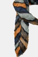 Bayan Çok Renkli Çizgi Desenli Kürk Şal