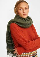 Bayan Yeşil Uzun Çizgi Desenli Şal