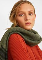 Bayan Yeşil Uzun Çizgi Desenli Şal