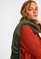 Bayan Yeşil Uzun Çizgi Desenli Şal