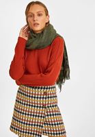 Bayan Yeşil Uzun Çizgi Desenli Şal