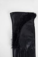 Bayan Siyah Kürklü Suni Deri Eldiven