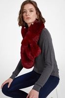 Bayan Bordo Suni Kürk Detaylı Boyunluk
