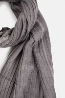Bayan Gri Sim Şerit Detaylı Şal