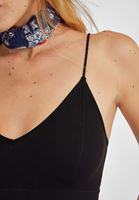 Bayan Siyah Dikişsiz İnce Askılı Crop Top