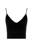 Bayan Siyah Dikişsiz İnce Askılı Crop Top