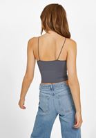 Bayan Gri Dikişsiz İnce Askılı Crop Top