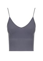 Bayan Gri Dikişsiz İnce Askılı Crop Top