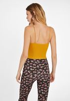 Bayan Sarı Dikişsiz İnce Askılı Crop Top