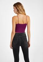 Bayan Mor Dikişsiz İnce Askılı Crop Top