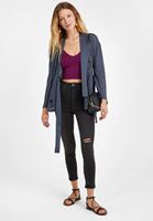 Bayan Mor Dikişsiz İnce Askılı Crop Top