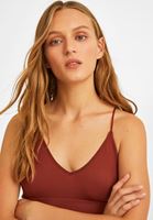 Bayan Kiremit Dikişsiz İnce Askılı Crop Top