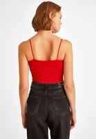 Bayan Kırmızı Dikişsiz İnce Askılı Crop Top