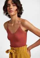 Bayan Kahverengi Dikişsiz İnce Askılı Crop Top