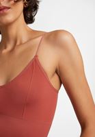Bayan Kahverengi Dikişsiz İnce Askılı Crop Top