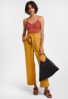 Bayan Kahverengi Dikişsiz İnce Askılı Crop Top