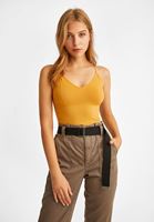 Bayan Turuncu Dikişsiz İnce Askılı Crop Top