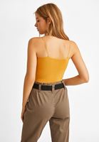 Bayan Turuncu Dikişsiz İnce Askılı Crop Top