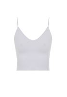 Bayan Beyaz Dikişsiz İnce Askılı Crop Top