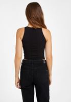 Bayan Siyah Halter Yaka Dikişsiz Crop Top