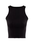 Bayan Siyah Halter Yaka Dikişsiz Crop Top