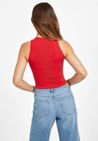 Bayan Kırmızı Halter Yaka Dikişsiz Crop Top