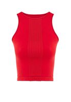 Bayan Kırmızı Halter Yaka Dikişsiz Crop Top