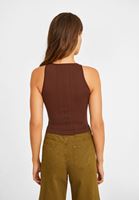 Bayan Kahverengi Halter Yaka Dikişsiz Crop Top