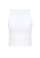 Bayan Beyaz Halter Yaka Dikişsiz Crop Top