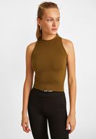 Bayan Yeşil Yüksek Yaka Dikişsiz Atlet