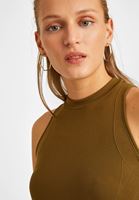 Bayan Yeşil Yüksek Yaka Dikişsiz Atlet