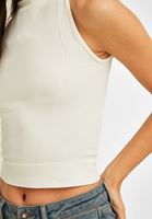 Bayan Krem Yüksek Yaka Dikişsiz Atlet