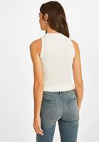 Bayan Krem Yüksek Yaka Dikişsiz Atlet