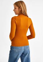 Bayan Turuncu Dik Yaka Uzun Kollu Tişört
