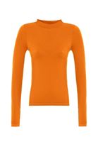 Bayan Turuncu Dik Yaka Uzun Kollu Tişört