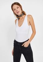 Bayan Beyaz V Yaka Kalın Askılı Atlet