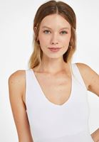 Bayan Beyaz V Yaka Kalın Askılı Atlet