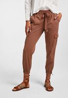 Bayan Kahverengi Beli Lastik Detaylı Kargo Pantolon