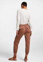 Bayan Kahverengi Beli Lastik Detaylı Kargo Pantolon