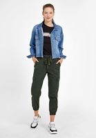 Bayan Yeşil Beli Lastik Detaylı Kargo Pantolon